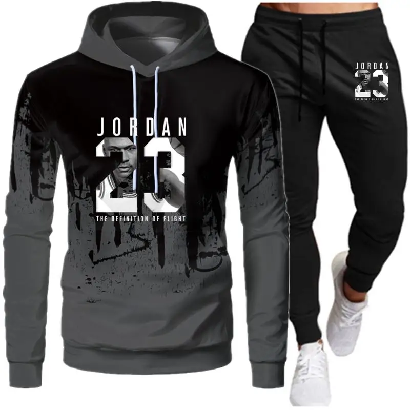 

Fashion Letter Print Men Hoodie Suit Autumn Tracksuit Casual Sportsuit Hoodies Sportswear Sweatshirt+Pant Pullover 2 Piece Set