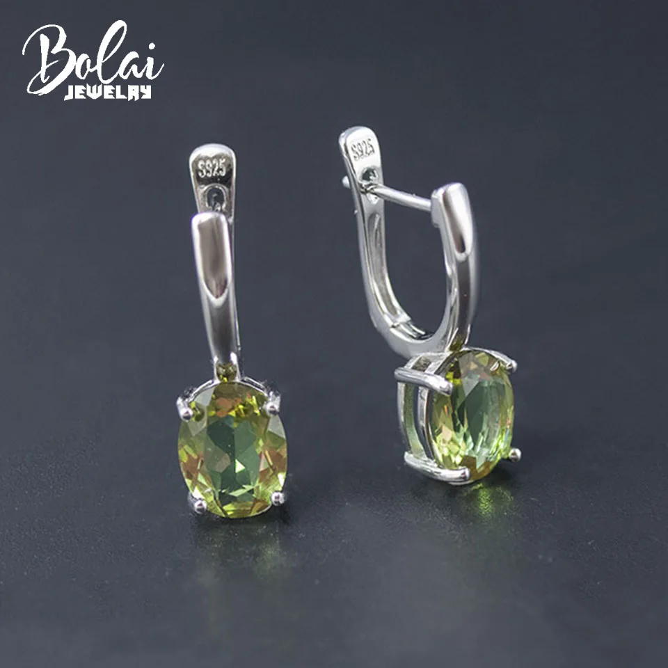 Женские серьги из стерлингового серебра 925 пробы Bolai зеленые Овальные 9*7