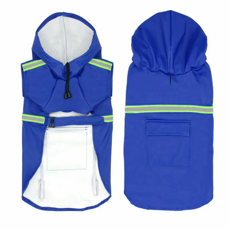 Pet Dog Raincoat Waterproof Hooded Jacket Fashion Big Reflective Strip For Dogs Clothes |