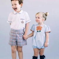 2022 spanish clothes set for baby boy shirt shorts outfits 2pcs toddler girls embroidery romper infant birthday party set