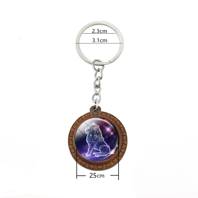 

12 Constellation Keychain Wooden Pendant Zodiac Sign Keychain Aries Taurus Gemini Cancer Leo Scorpio Men Women Birthday Gifts