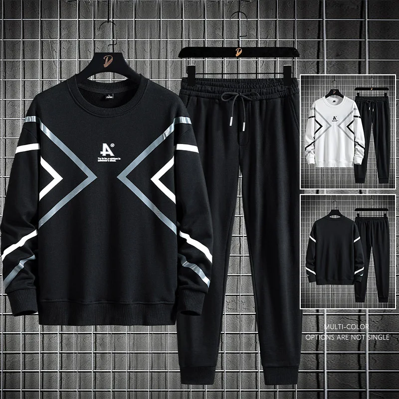

Men's Sweater Set 2021 New Spring and Autumn Long Sleeve T-shirt Loose Large Ins Korean Fashion Leisure Sports Coat Men's Wear 8