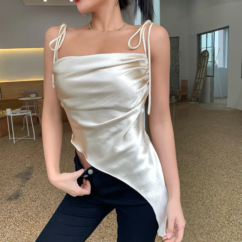 Женский Асимметричный топ Kywommnz, модный жилет на бретельках средней длины, лето 2021, E3883