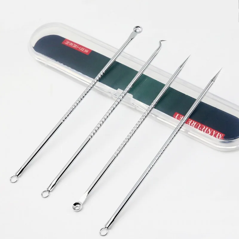 4pcs/set Stainless Steel Blackhead Comedone Acne Corrector Remover Extractor Skin Care Pore Cleaner Needles Remove Tools - купить по