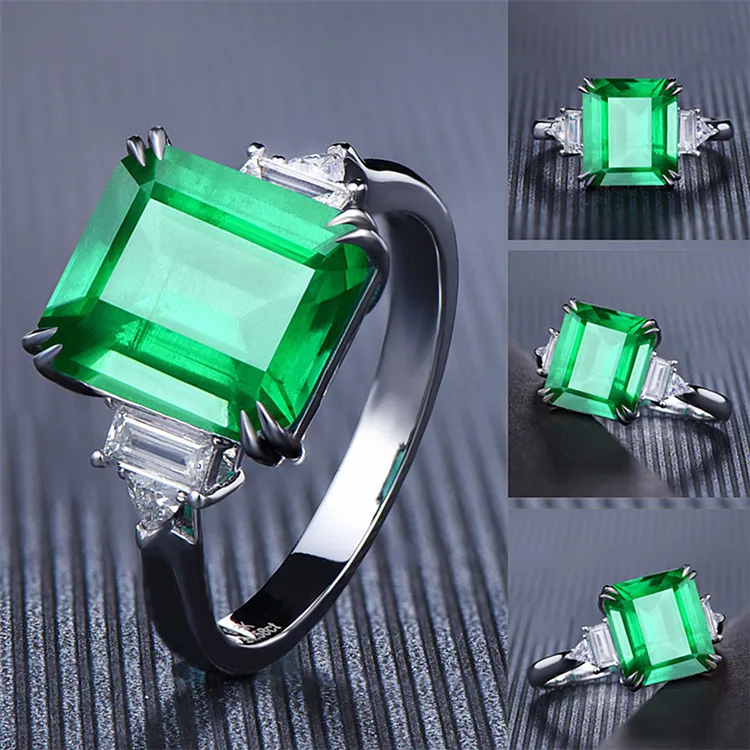 

High Quality Emerald Rings Sparkling Fashion Jewlery Fine Ring Accessories Finger Ornament Wholesale Female