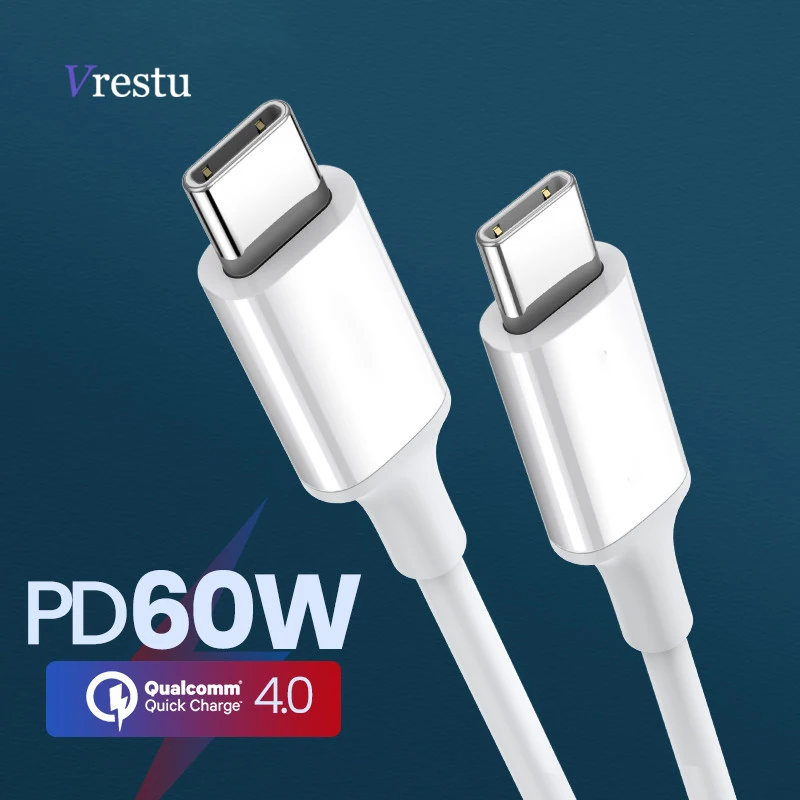 

60W USB C to C Charger Cable for Samsung S20 10 Xiaomi Quick Charge 3.0 PD Fast Charging QC3.0 USB Type C Cable for Macbook Pro