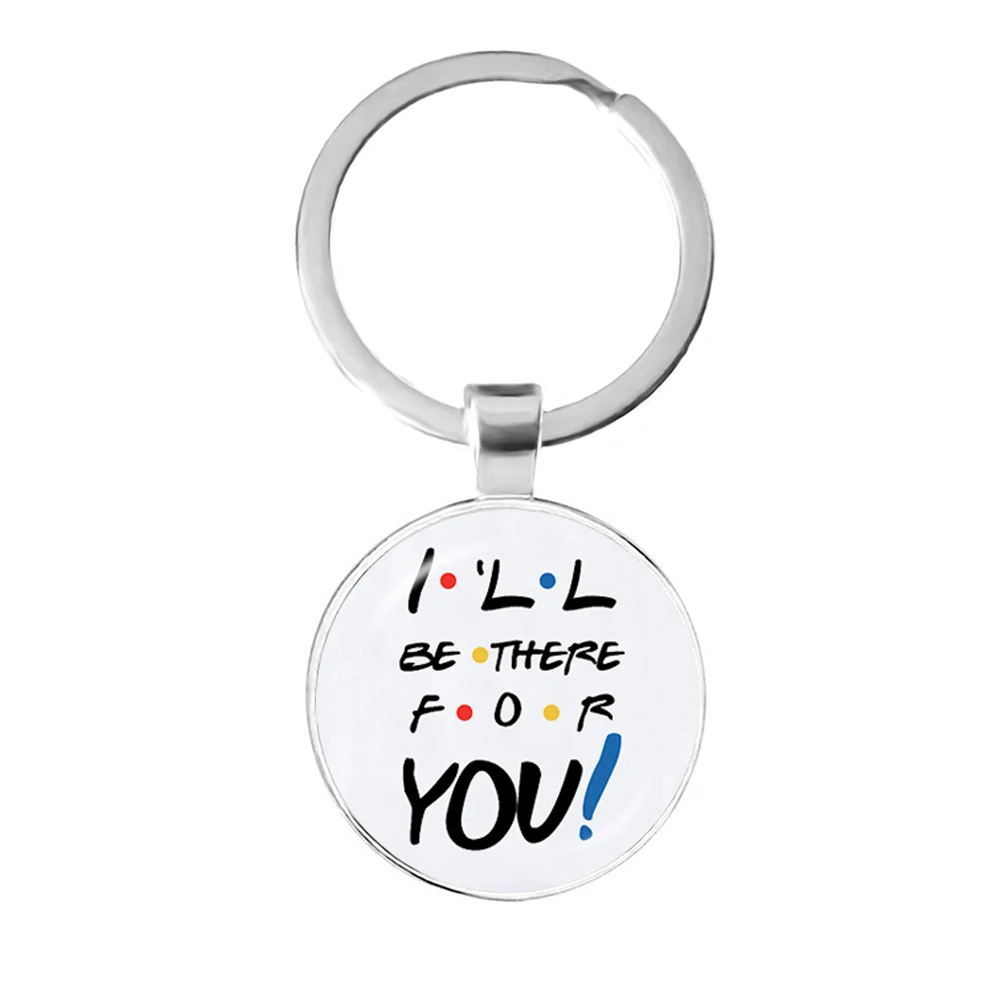 

Friends Show Keychain 25th Anniversary Series Cartoon Fun Pattern 25mm Glass Cabochon Key Ring Keyholder For Good Friend Gift