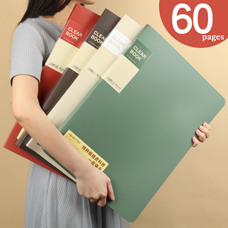 A3 20/30/40/60 Pocket  File Folder Picture Album Document Bag  8k Folder Art Work Collection Organizer Office Student Supplies