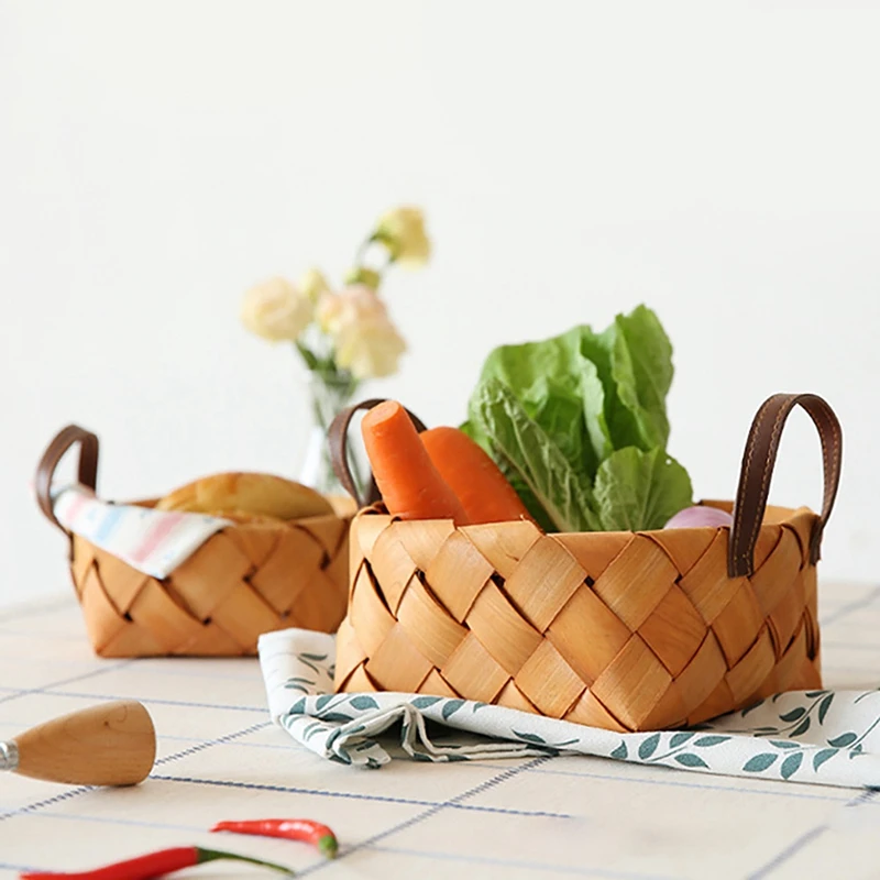 2 предмета плетеная корзина с ручкой украшение для свадьбы дома Кухня Еда Пикник