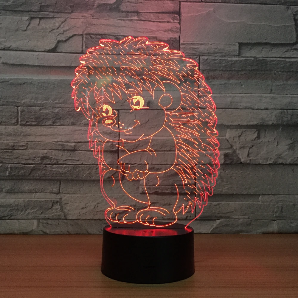 USB LED пользовательский Ежик акриловый 3D ночник цветной пульт дистанционного