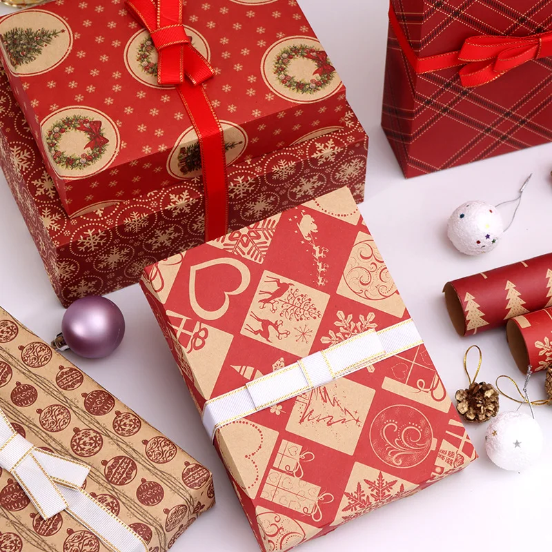 

50*70cm Christmas Wrapping Paper Red Xtmas tree Wedding Green Decoration Gift Wrap Artware Kraft Packing Paper Vellum Paper