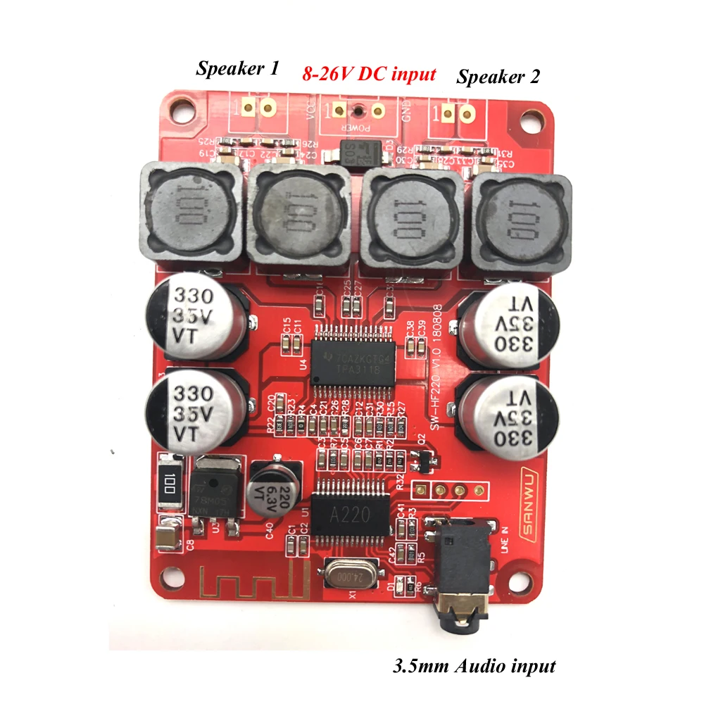 Lusya TPA3118 Bluetooth 5 0 стерео приемник Цифровой усилитель плата 30 Вт + для 4 8ohm динамик 8 ~