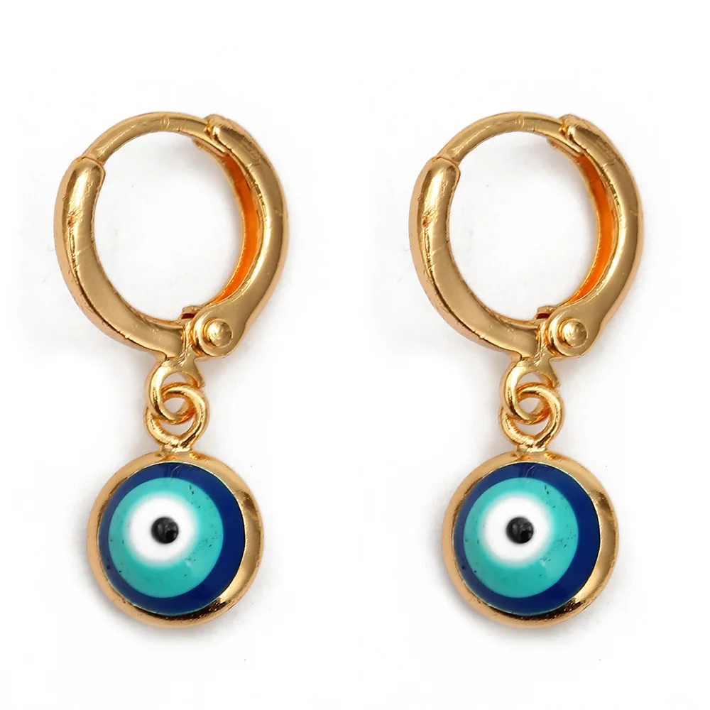 blue 01 EVIL EYE золотистые серьги-подвески Цвет Медь Висячие красные синие турецкий глаз висячие серьги модные украшения для женщин Дамские EY6456 - Metal Color: blue 01