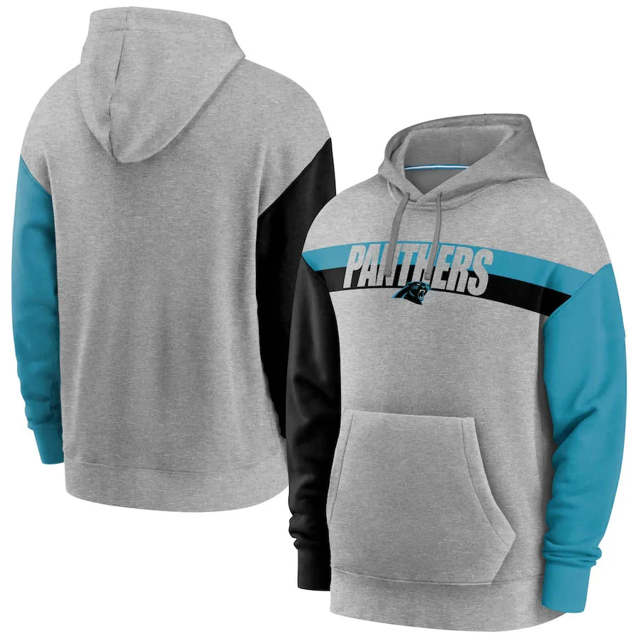 

Carolina MEN Brand Hoodies Panthers sweatshirts Heathered Gray Fan Gear Heritage Tri-Blend Pullover football Hoodie clothing