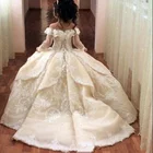 Роскошные платья с цветочным принтом для девочек, вечерние жевное вечернее платье с аппликацией для конкурса, свадьбы, первого Святой причастия, платья принцессы