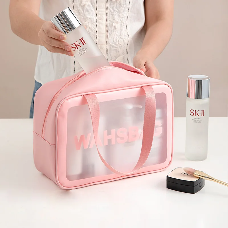 

Multifunction Women Casual Travel Transparent Waterproof Wash Bag Portable Handheld Make Up Pouch Toiletries Cosmetic Organizer