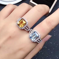 classic gemstone silver ring for party 8mm10mm 100 natural topaz citrine ring 925 silver citrine topaz ring