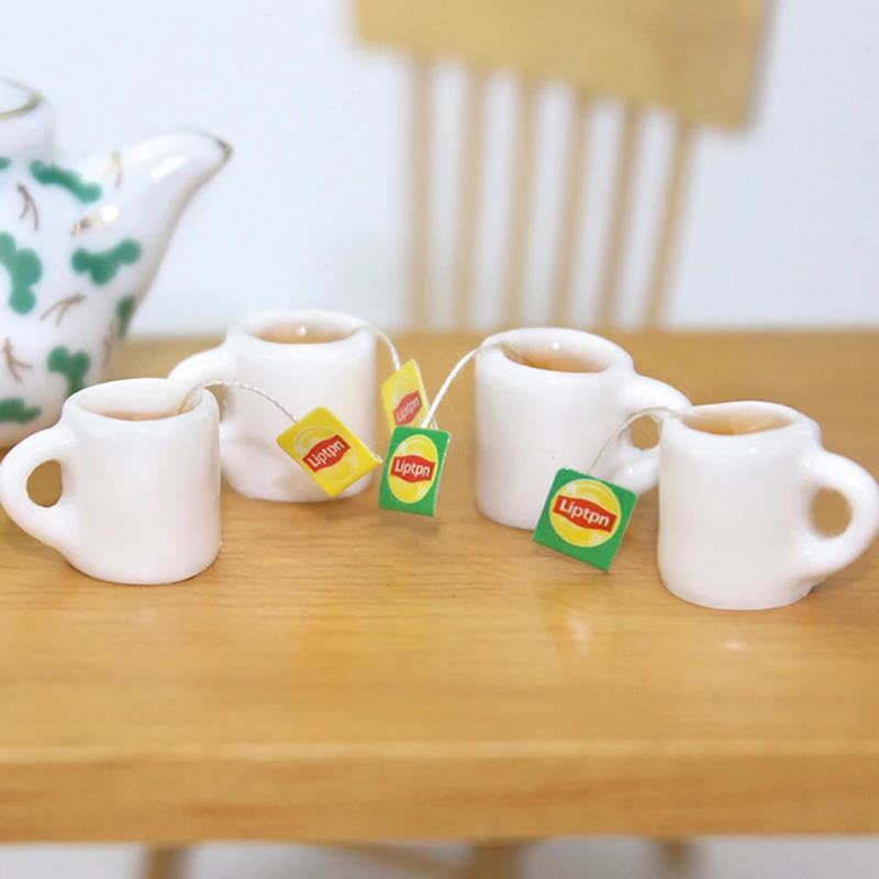 Миниатюрный черный/зеленый чайный кукольный домик 2 шт. Набор чашек для BJD Obitsu 11