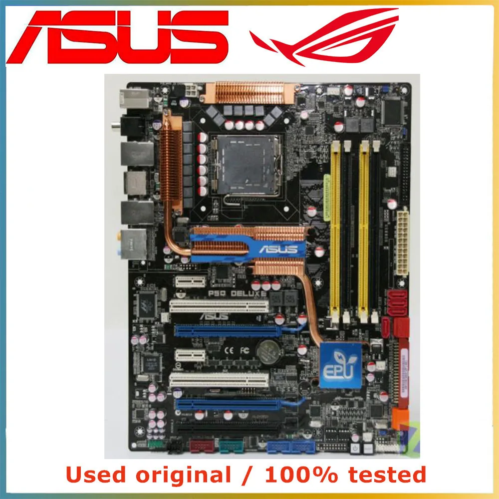 Для процессора Intel P45 LGA 775 для ASUS P5Q Deluxe материнская плата компьютера LGA775 DDR2 б/у