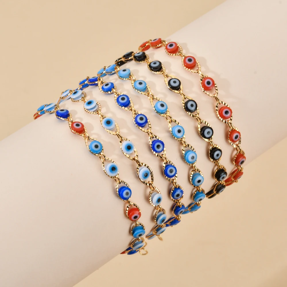 

ZMZY Gold Color Chain Turkish Lucky Evil Eye Bracelet Women Handmade Jewelry Blue Eyes Female Charm Fashion Bracelet Friendship