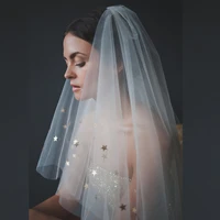 white pure simple style star veil bride short wedding veils tulle pretty hair accessories bridal wedding veil