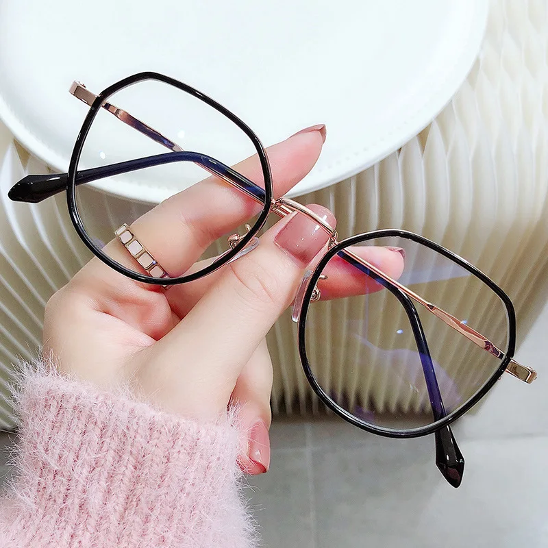 

Half Frame Round Glasses Frame Women Men Eyeglasses Optical Glasses Anti-blue Light Eyeglass Frame Students Fake Glasses