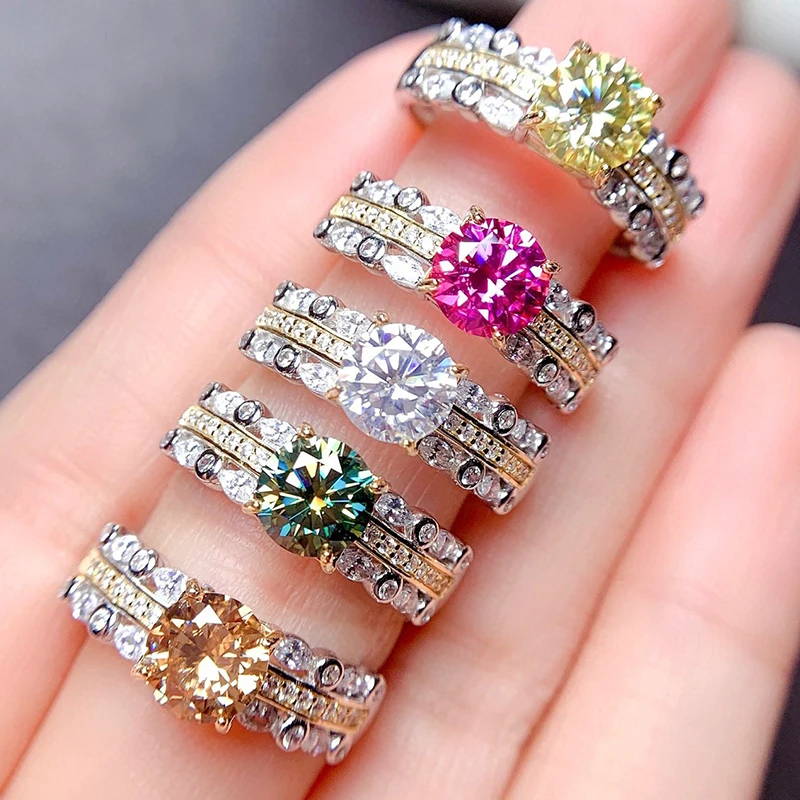 

Wholesale Twinkling Synthetic Gemstone Ring Imitation Color Diamond Women Rings Fashion Jewelry Fine Ornament Finger Accessories
