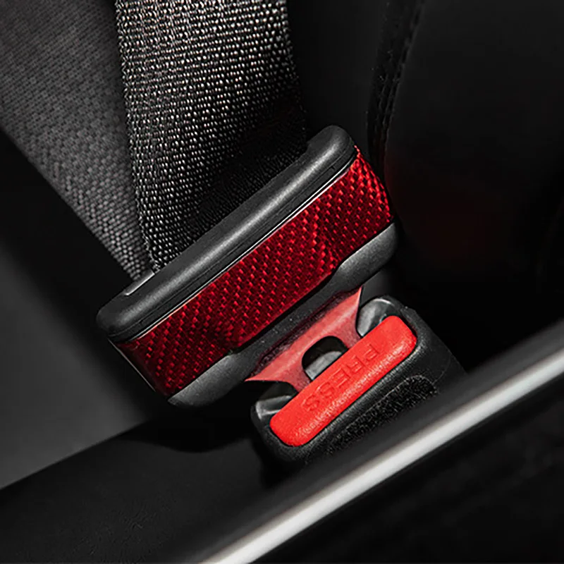 

2Pcs Real Carbon Fiber Car Seat Safety Belt Buckle Protection Cover for Tesla Model 3 Model Three Decoration