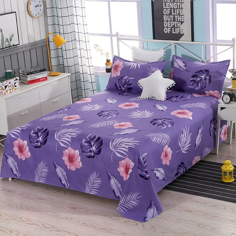 

(Bed sheet + pillowcase) 3-piece set of thick skin-friendly brushed twill bed sheet single couple single double sheet