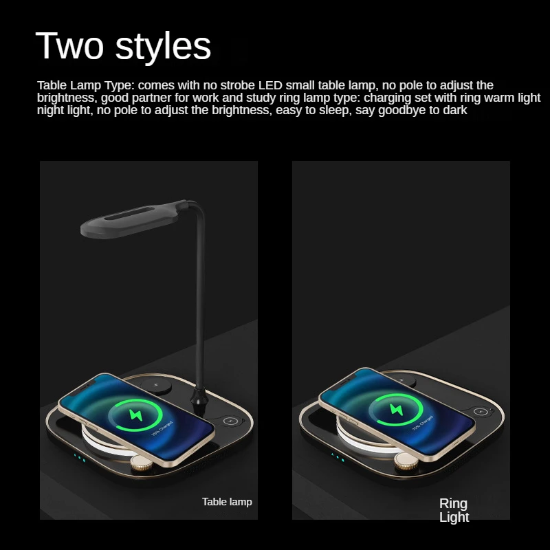 modern led office desk lamp wireless charger lamp 15w fast 3 in 1 wireless charging for iphone phone watch earphone free global shipping