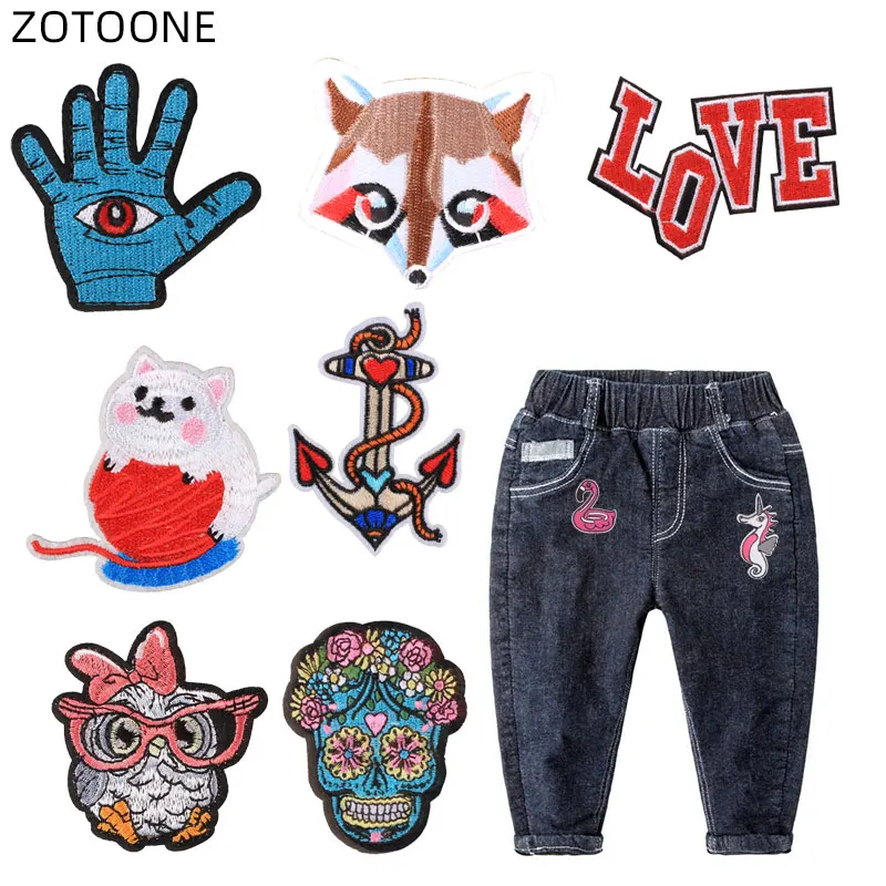 

ZOTOONE Iron on Animal Patch for Clothes Jeans Sew on Embroidered Letter Patches for Clothing DIY Badge for Kids Fabric Applique