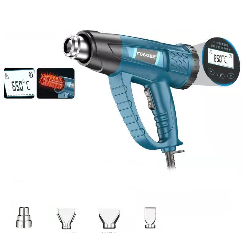 

2000W 220V EU Plug Industrial Electric Hot Air Gun Thermoregulator LCD Heat Guns Shrink Wrapping Thermal Heater NozzleAdjustable