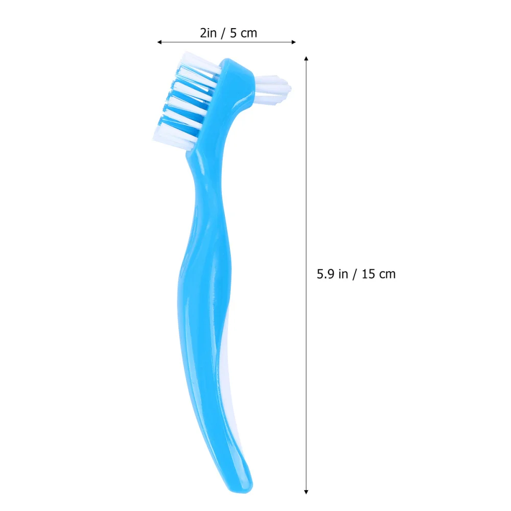 

3PCS Denture Toothbrush Double Brush Head Denture Care Toothbrush Denture Care Brush Anti-slip Handle Denture Cleaning Brush Por