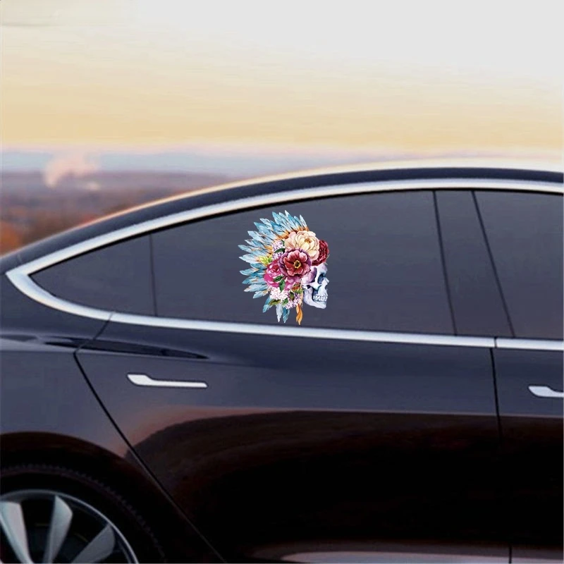 

Fashion PVC Cool Colorful Flower Skull Sticker Decal for Luggage Motorcycle Laptop Phone Pad Bicycle Sunscreen Waterproof