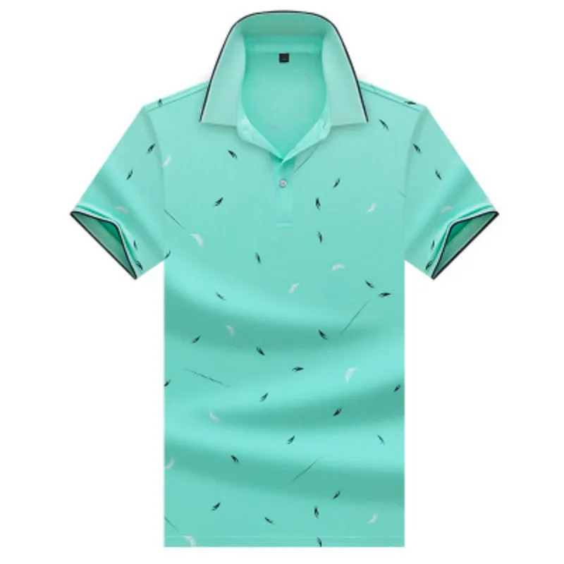 Мужская Повседневная рубашка поло из хлопка с коротким рукавом и принтом перьев