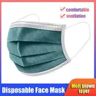 50 шт.пакет одноразовая маска для лица с 3-слойным фильтром, Пылезащитная дышащая эластичная маска для взрослых, темно-зеленая маска для лица