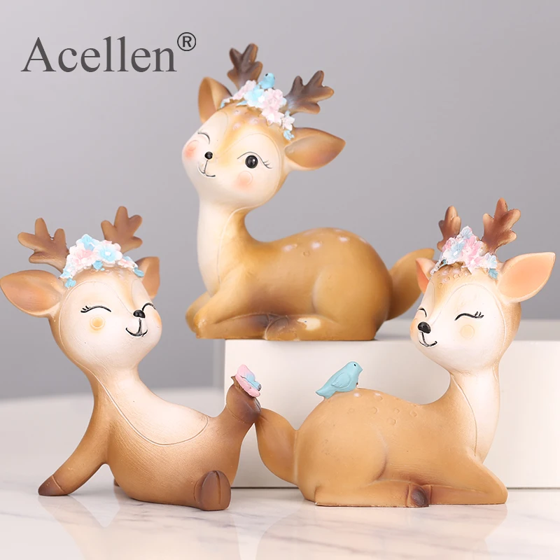 Милые миниатюрные садовые статуэтки Sika в виде оленя поделки из смолы фигурки