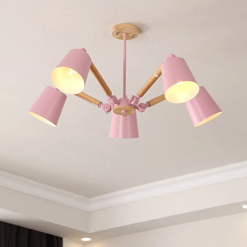 Светодиодные люстры Macaron для гостиной спальни детской комнаты Деревянная люстра