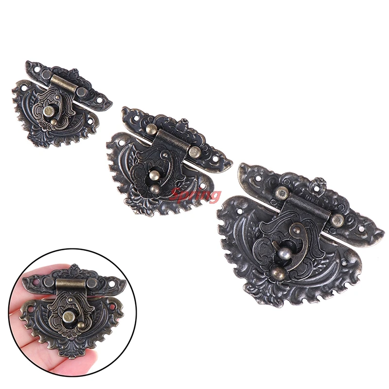 

New 1Pc Antique Latches Catches Zinc Alloy Hasps Clasp Buckles Small Lock For Jewelry Wood Box Suitcase Furniture Toys Hardware
