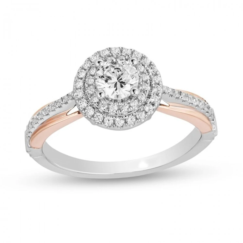 

HESHI Enchanted Snow White Diamond Frame Engagement Ring in Two-Tone