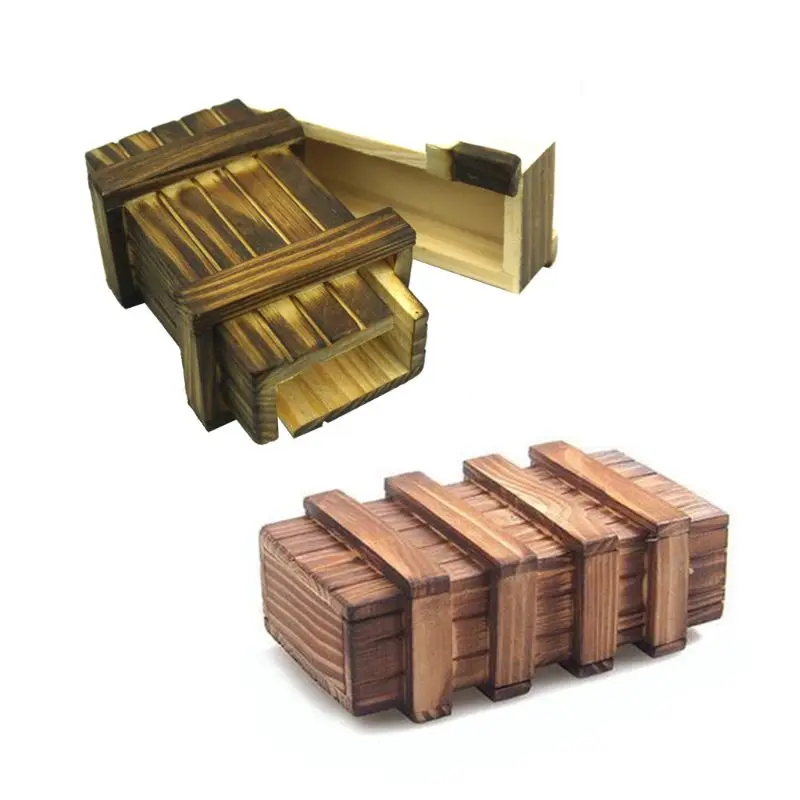 

2020 New Chinese Vintage Classic Brain Magic Trick Wooden Puzzle Box With Extra Secure Secret Drawer Hide Amazing Gift