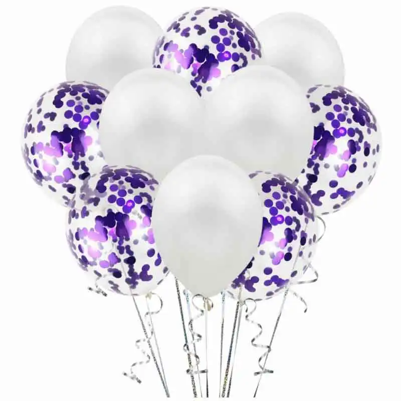 white purple 10 шт./компл. 12 дюймов многоцветный конфетти латексных воздушных шаров с Свадебные украшения шары Baby Shower День рождения Праздничный Декор - Цвет: white purple