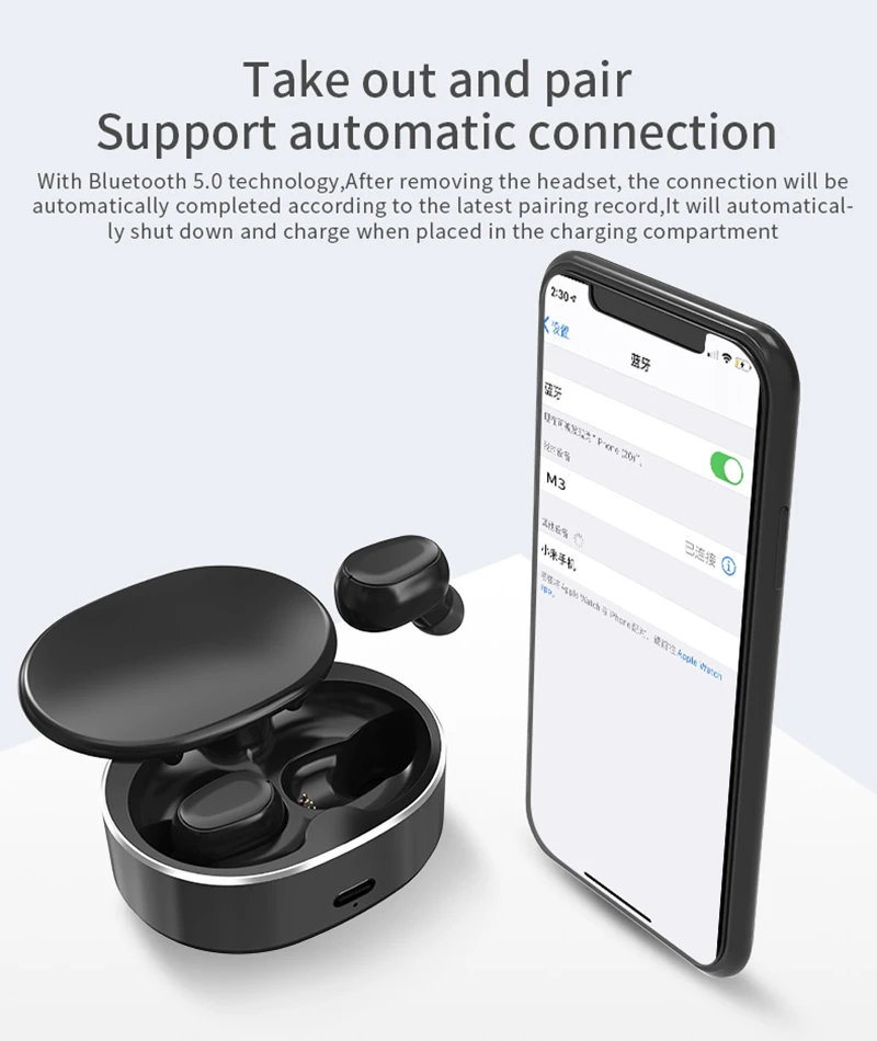 Беспроводная Bluetooth-гарнитура M3 true stereo TWS 5 0 черная технология | Электроника
