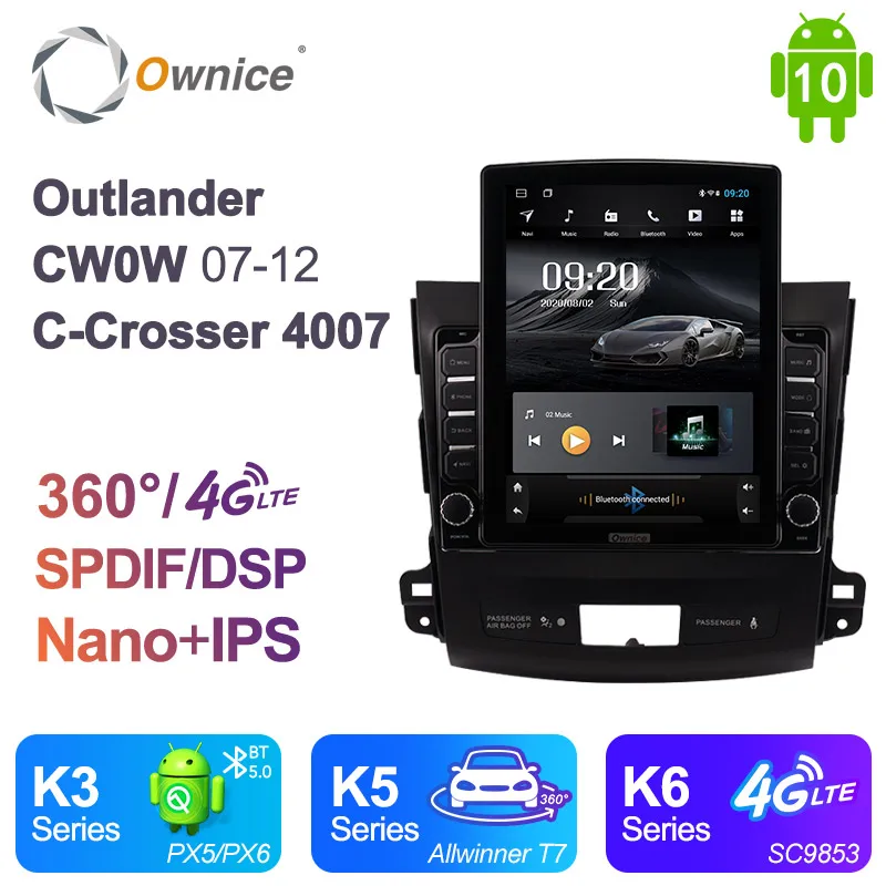 Автомагнитола Ownice с Android 10 0 автомагнитола 2 Din для Mitsubishi Outlander CW0W 2007-2012 Citroen C-Crosser