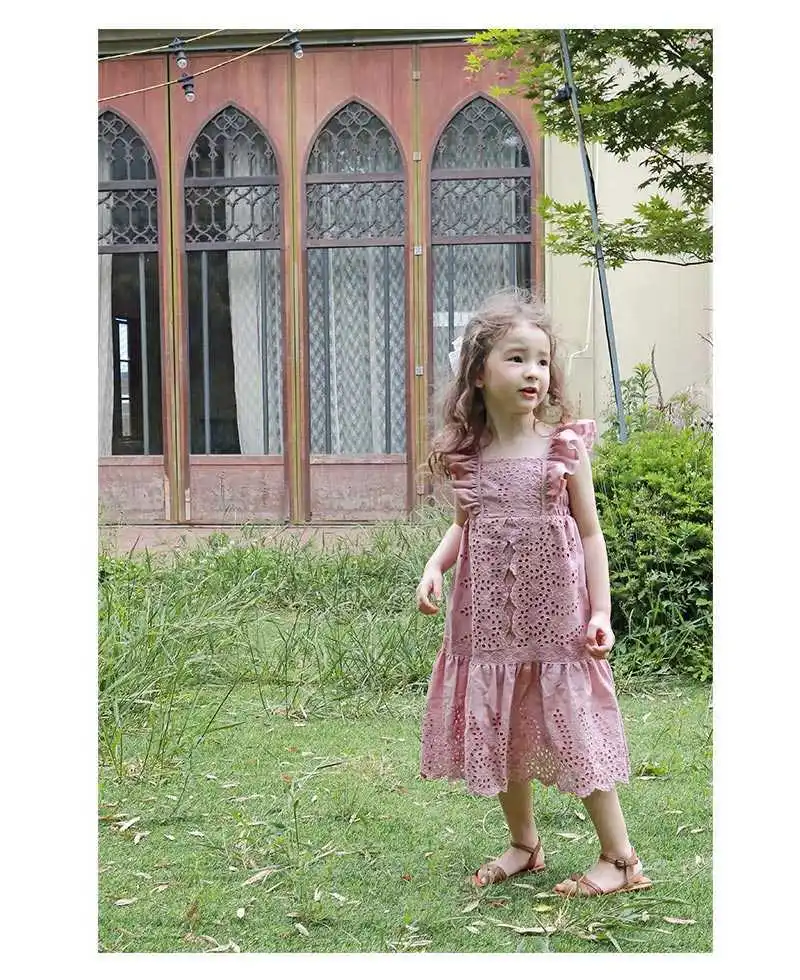 

Summer Kids Girls' Flounced Cut Out Cotton Dress