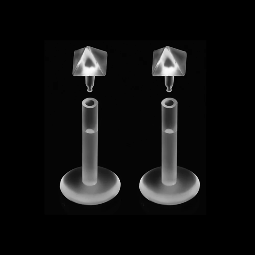 Пара гибкий прозрачный Bioflex Push-in Labret Стад для губ Бар кольцо пирсинг для хрящевой части уха для трагуса септума пирсинг спираль серьги ювелирные изделия