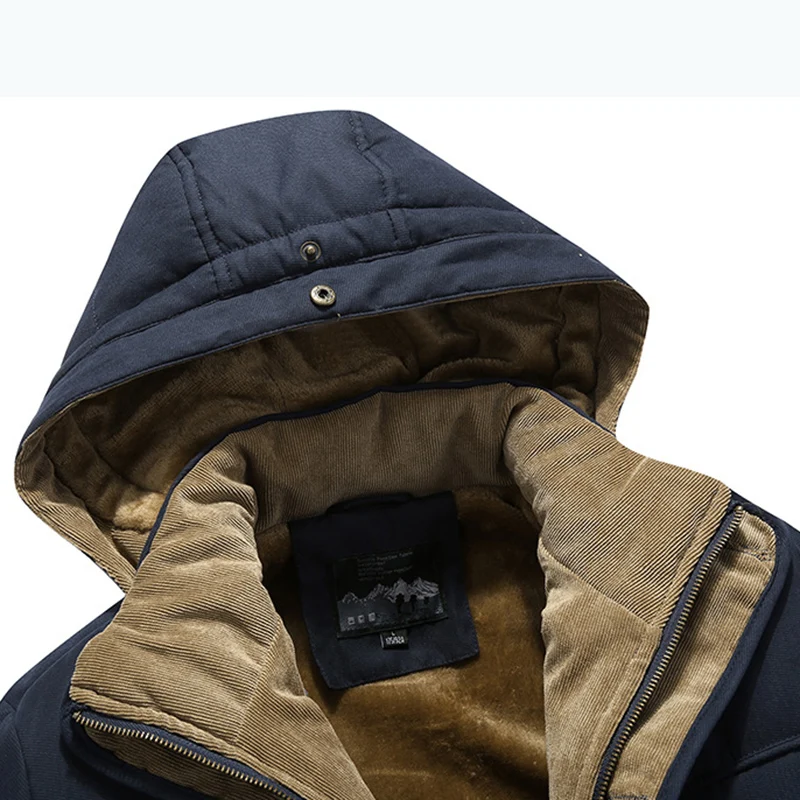 8XL Plus Size Winter Men Hooded Parkas Fur Linner Thicken Jacket Male Casual Overcoat Hat Detachable Coats Man Jaqueta Masculina