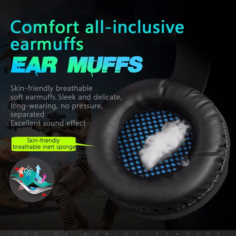 Игровые наушники A9 большие светильник микрофон стерео глубокий бас для ПК