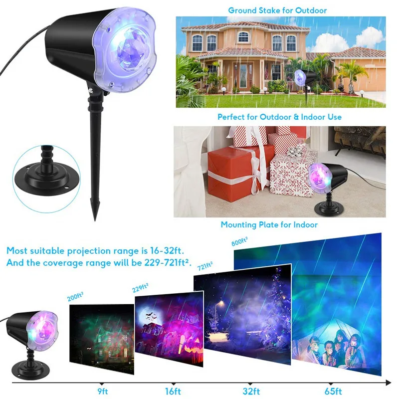 Рождественский проектор океанских волн с дистанционным управлением наружные