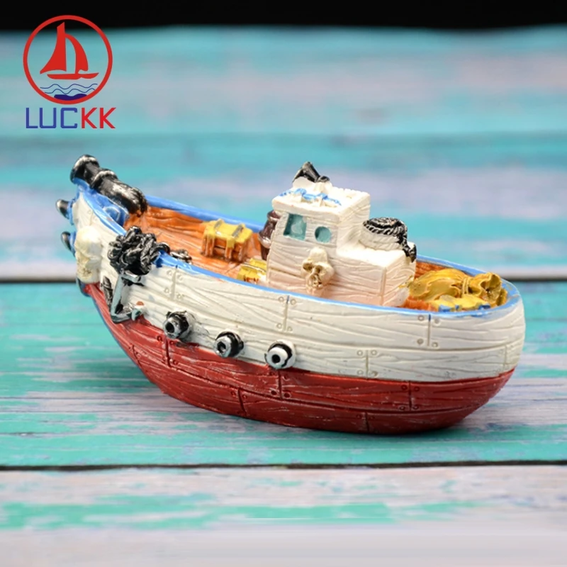 Пиратские корабли LUCKK из смолы 10 см набор 4 предметов мини украшения для аквариума